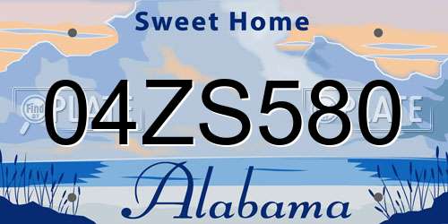 04ZS580 Alabama License Plate