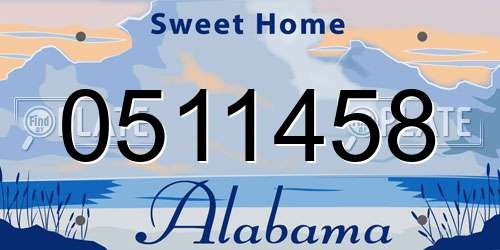 0511458 Alabama License Plate