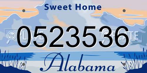 0523536 Alabama License Plate