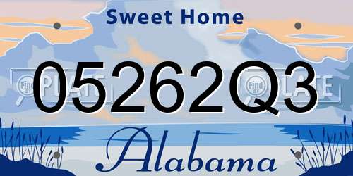 05262Q3 Alabama License Plate
