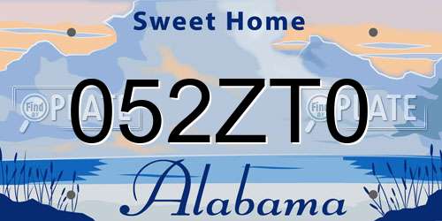 052ZT0 Alabama License Plate