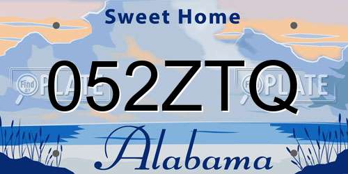 052ZTQ Alabama License Plate