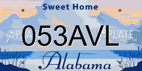 053AVL Alabama License Plate