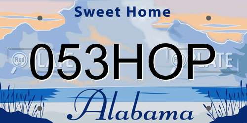 053HOP Alabama License Plate