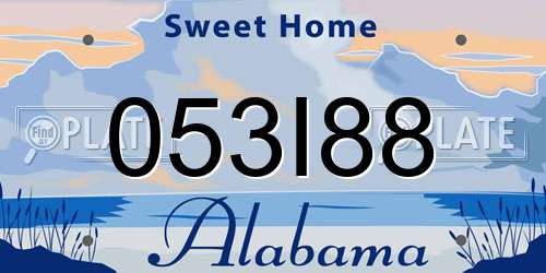 053I88 Alabama License Plate