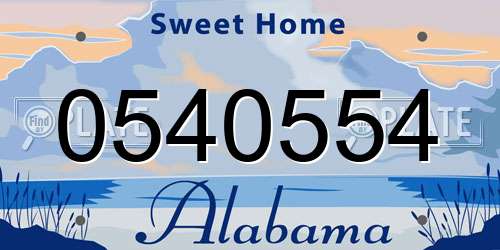 0540554 Alabama License Plate