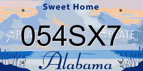 054SX7 Alabama License Plate