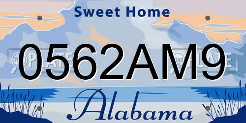 0562AM9 Alabama License Plate