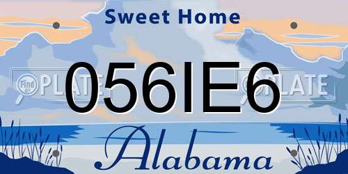 056IE6 Alabama License Plate