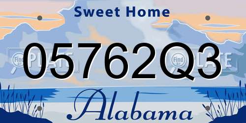 05762Q3 Alabama License Plate