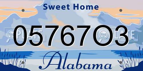 05767O3 Alabama License Plate