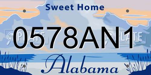 0578AN1 Alabama License Plate