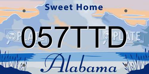 057TTD Alabama License Plate