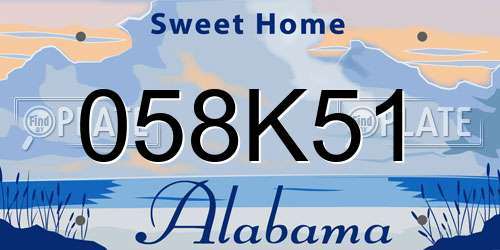 058K51 Alabama License Plate