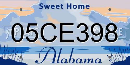 05CE398 Alabama License Plate