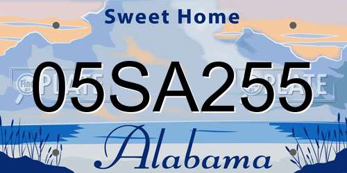 05SA255 Alabama License Plate