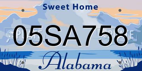 05SA758 Alabama License Plate