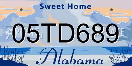 05TD689 Alabama License Plate
