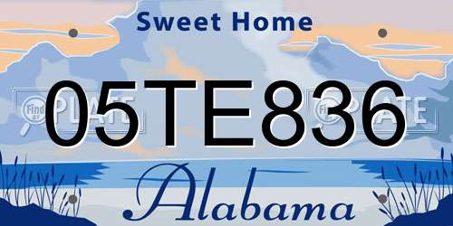 05TE836 Alabama License Plate