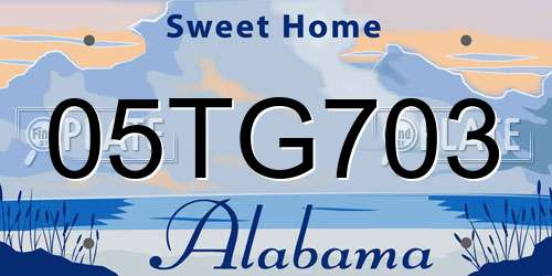 05TG703 Alabama License Plate