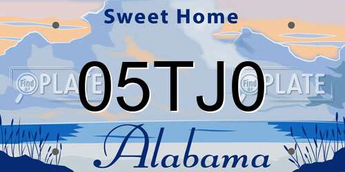 05TJ0 Alabama License Plate