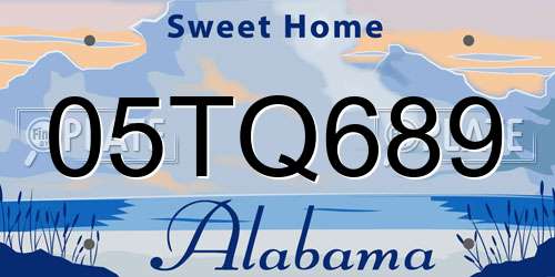 05TQ689 Alabama License Plate