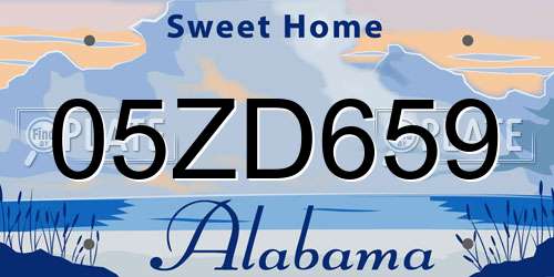 05ZD659 Alabama License Plate