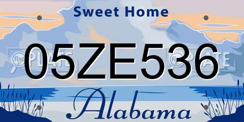 05ZE536 Alabama License Plate