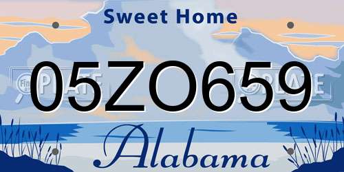 05ZO659 Alabama License Plate