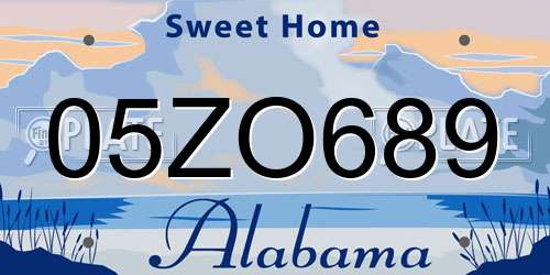 05ZO689 Alabama License Plate