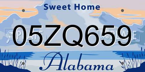 05ZQ659 Alabama License Plate