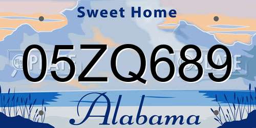 05ZQ689 Alabama License Plate