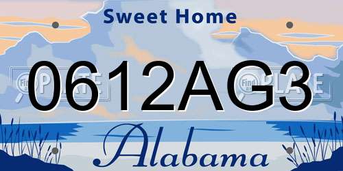 0612AG3 Alabama License Plate