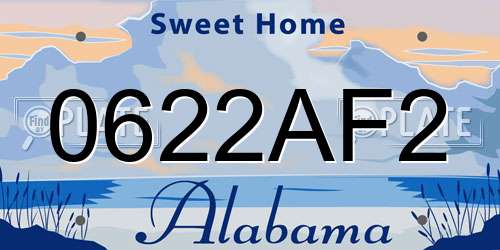 0622AF2 Alabama License Plate