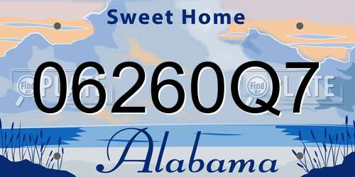 06260Q7 Alabama License Plate