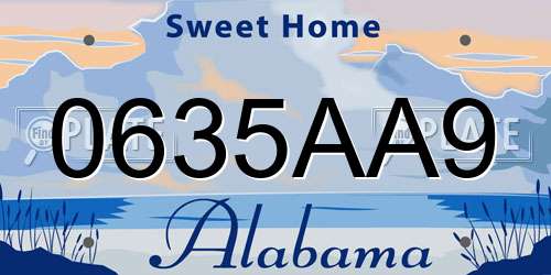 0635AA9 Alabama License Plate