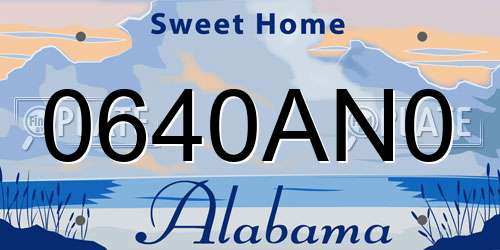 0640AN0 Alabama License Plate