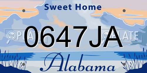 0647JA Alabama License Plate