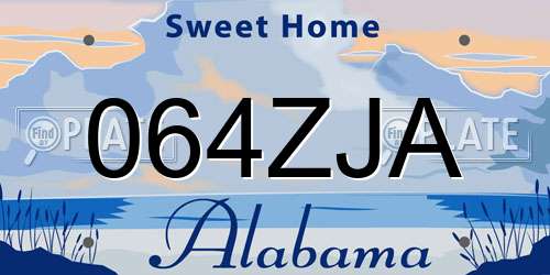 064ZJA Alabama License Plate