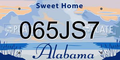 065JS7 Alabama License Plate