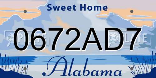 0672AD7 Alabama License Plate