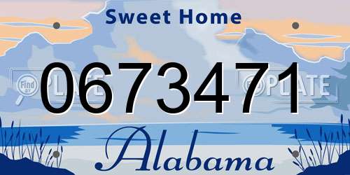 0673471 Alabama License Plate