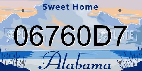 06760D7 Alabama License Plate