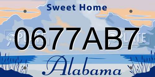 0677AB7 Alabama License Plate
