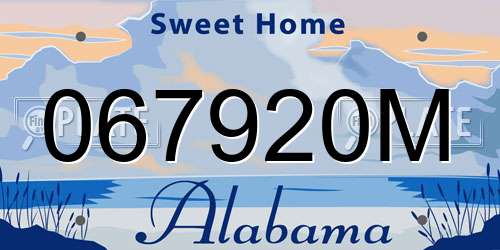 067920M Alabama License Plate