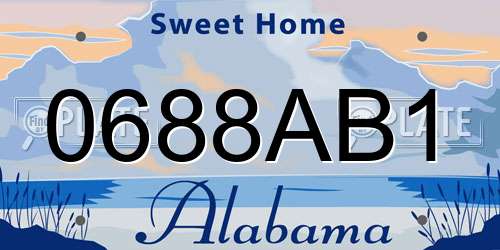 0688AB1 Alabama License Plate