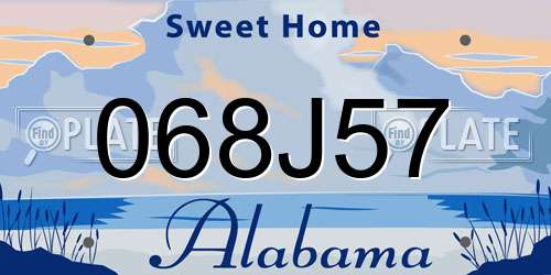 068J57 Alabama License Plate
