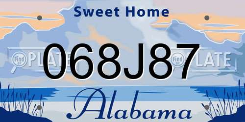 068J87 Alabama License Plate