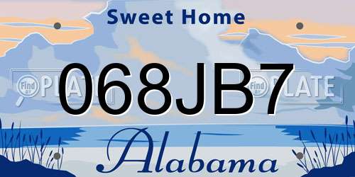 068JB7 Alabama License Plate
