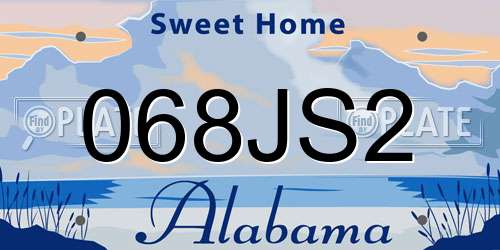 068JS2 Alabama License Plate